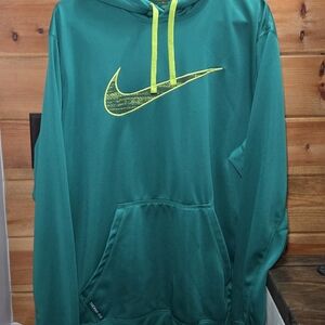 Nike Men's Green XL Hoodie with Yellow Accents